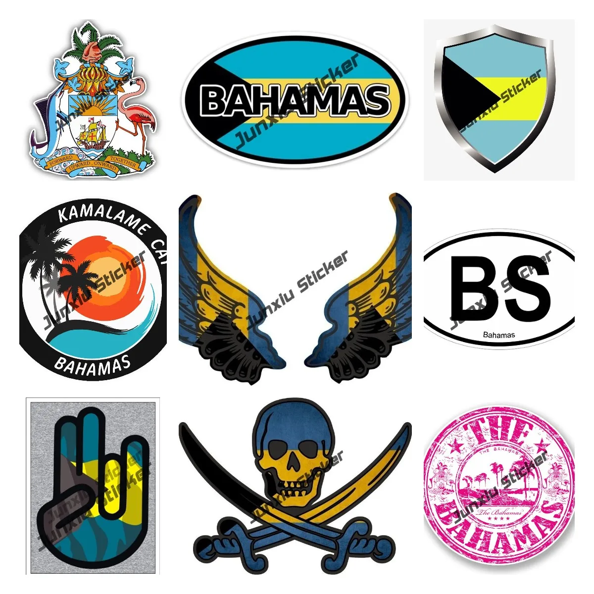 

Логотип Багамских Островов, наклейка, герб Багамских Островов, печать, эмблема, форма, наклейка, аксессуары, креативная наклейка для автомобиля, мотоцикла, Декор