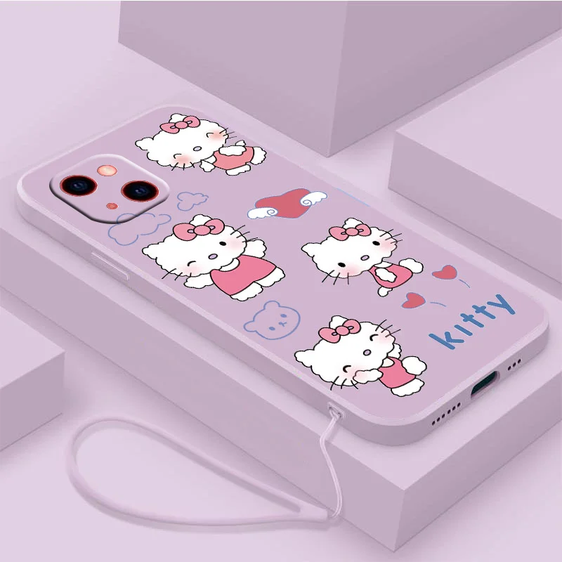 

New Hello Kitty Cute Cartoon Phone Cases For IPhone 13 12 11 Pro Max Mini XR XS MAX 8 X 7 SE 2022 Anti-drop Cover Girl Gift