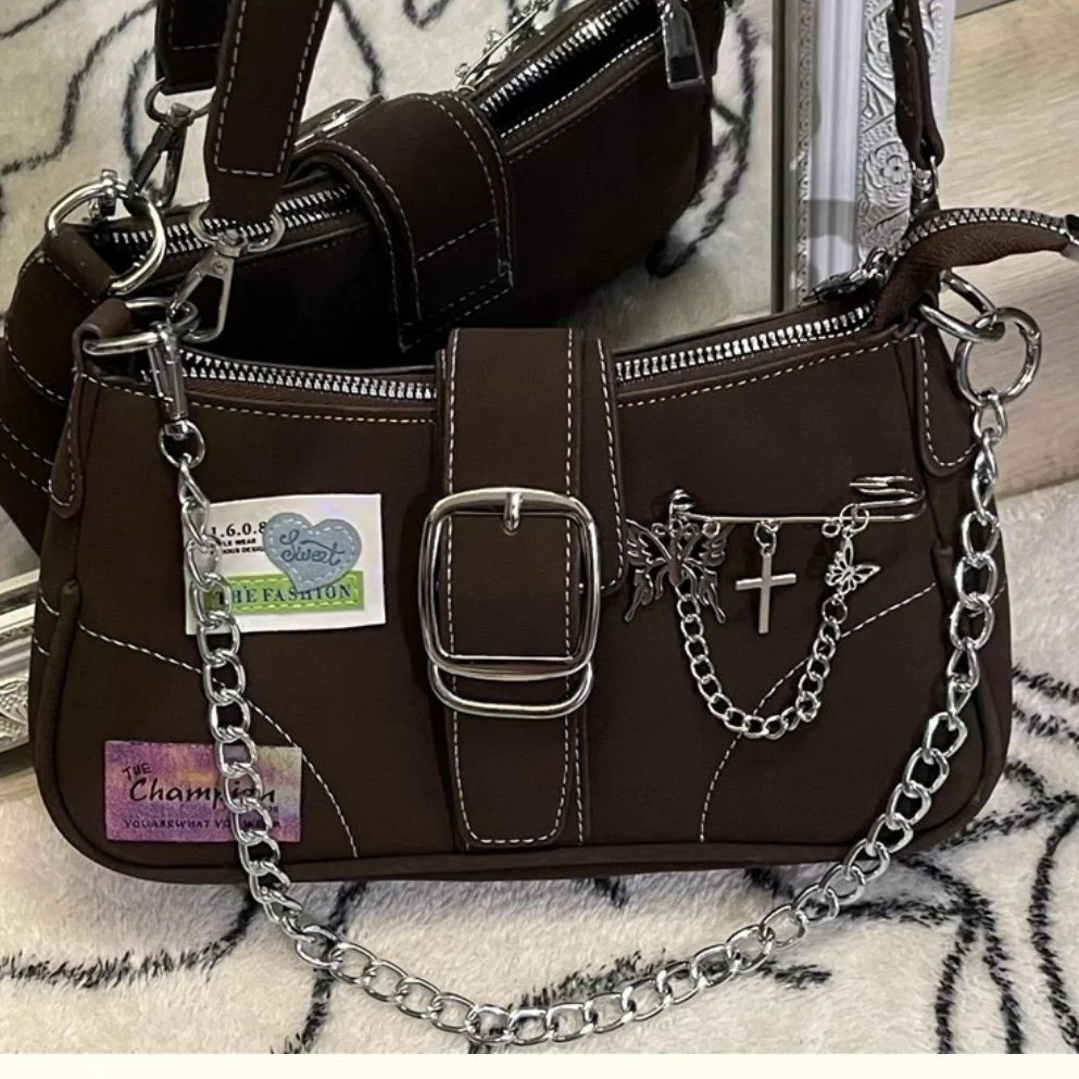 

Y2k Shoulder Bag Trendyol 2023 Moto Biker Street Handbags for Women Vintage Spice Girls Designer Bolso Mujer