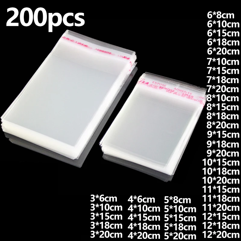 

Прозрачные самоклеящиеся пакеты DLHRB 200 шт