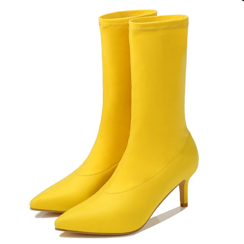 New Fashion Pointed Toe Suede Candy Color Foot Solid Color Boots Stiletto Multicolor Women's Boots Women Shoes Thigh High Boots