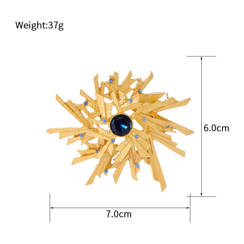 Металлическая брошь HUANZHI 2024 в виде фейерверка с геометрическим неровным узором