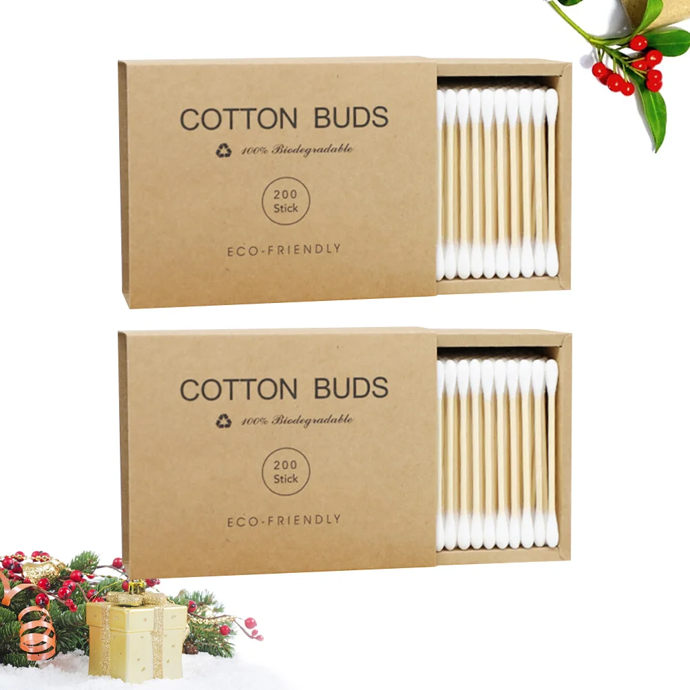 

Cotton Tips Cotton Swabs with Drawer Type Kraft Paper Box Rod Cotton Sticks Makeup Cotton Swab for Home Shop Salon Supplies