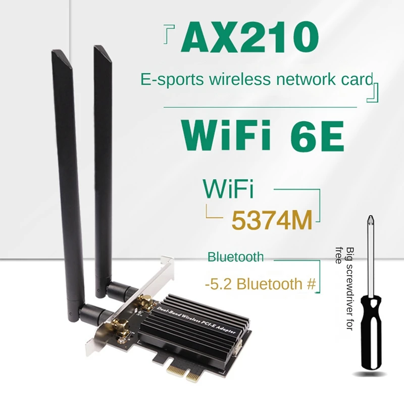 

Wireless Network Card With 8DB Antenna+Extension Cable 2.4G/5G/6G 5374Mbps Tri Band Wireless Network Card