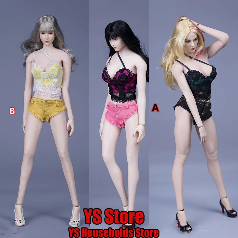 

SA Toys SA029 1/6 Female Soldier Shoulder Belt Corset Open Buttock Denim Hot Shorts Set Clothes Accessory Fit 12" Action Figure