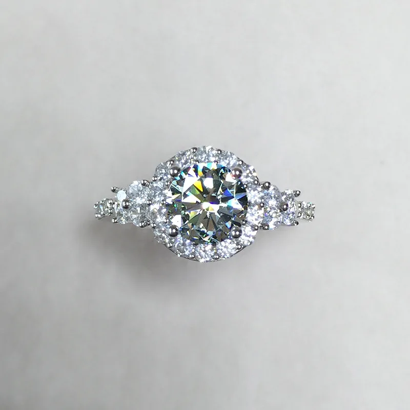 

S925 Sterling Silver Natural 1 Carat Moissanite Jewelry Open Rings for Women Silver 925 Jewelry Bizuteria Gemstone Ring with Box