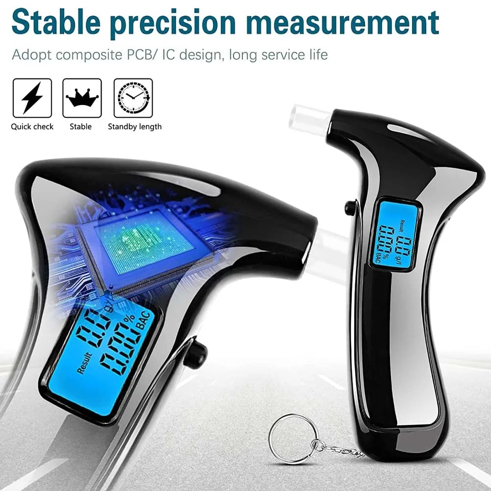 New Digital Arrival Alcohol Breath Tester Breathalyzer Drink Driving Analyzer Detector Test Police Breathalyser Device LEDScreen
