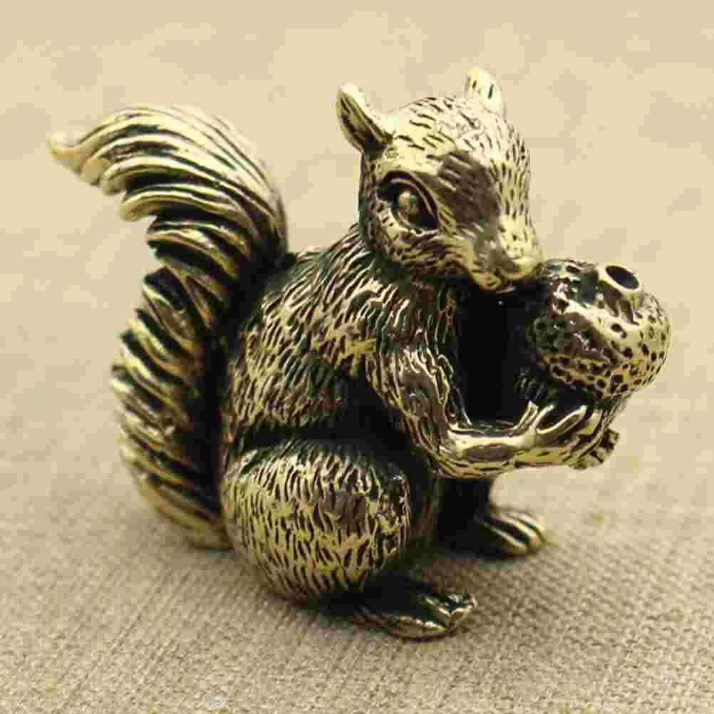 

Squirrel Nut Tea Pet Adornment Copper Decor Vintage Accessories Desktop Ornament Statue Miniature Office Tablescape