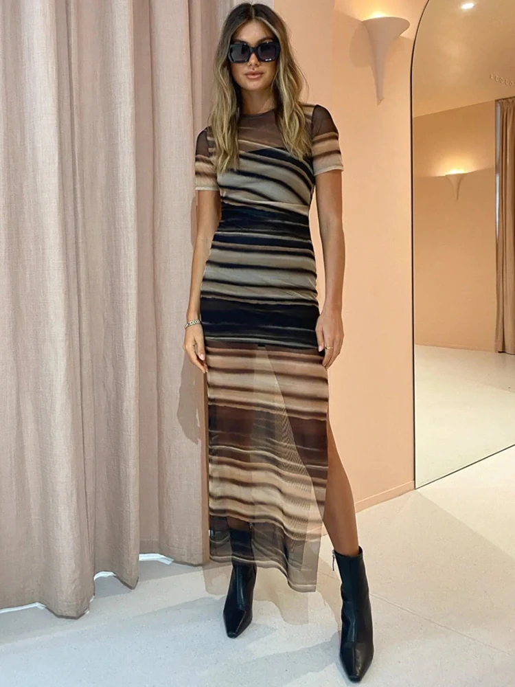 Женское Прозрачное платье Fantoye с круглым вырезом комплект из двух предметов