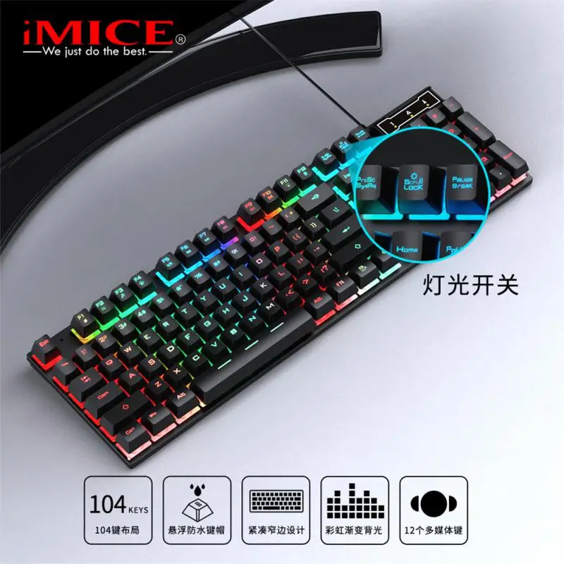 

Механическая игровая клавиатура, проводная, русский, подсветка RGB, резиновые колпачки на клавиши, геймерская игровая мышь Мыши