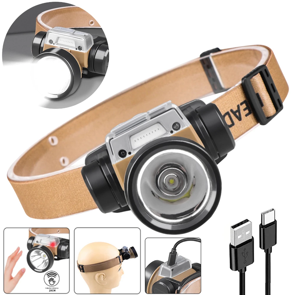 

Mini USB Rechargeable LED Headlamp Motion Sensor Headlight Super Bright Camping Flashlight Outdoor Fishing Portable Torch Lamp