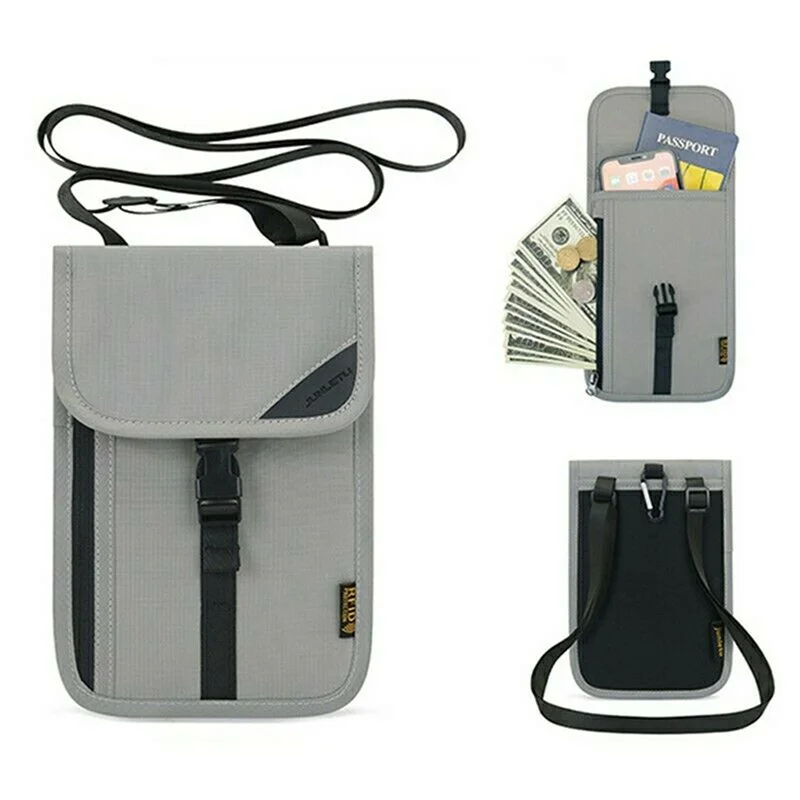 

RFID Passport ID Bag Travel Multi-Functional Hanging Neck Small Ticket High Quality Coin Purse Zipper Protective Cover