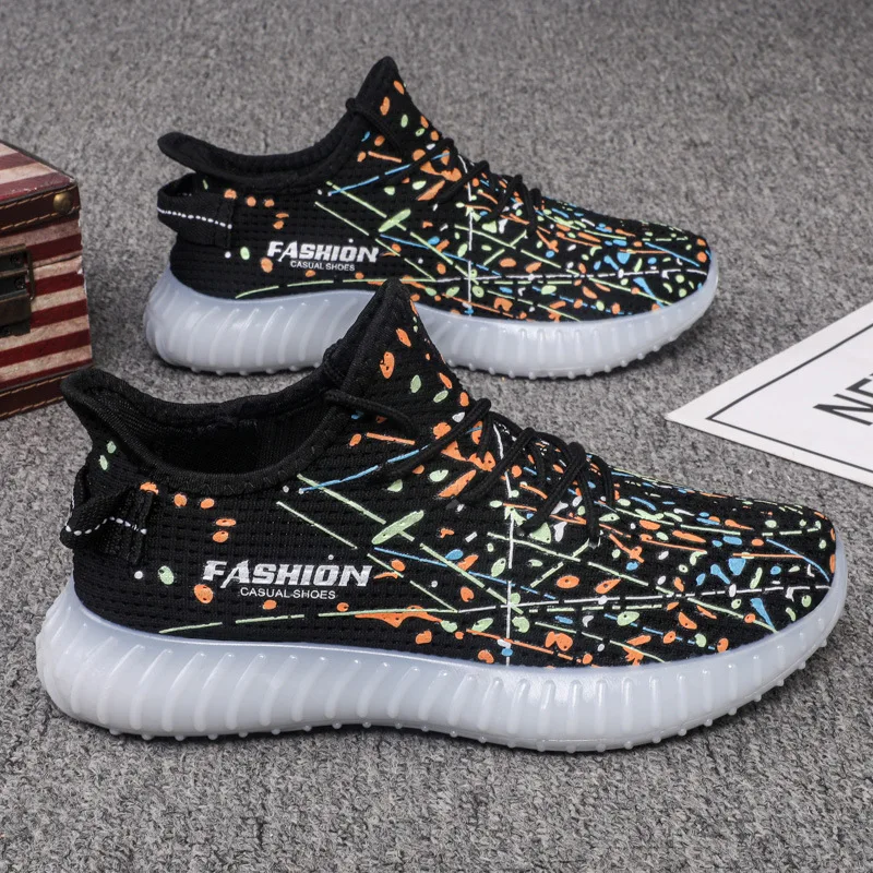 

Новинка 2021, летняя дышащая спортивная мужская обувь летающего плетения, универсальная мужская сетчатая повседневная обувь для бега, Кокосо...
