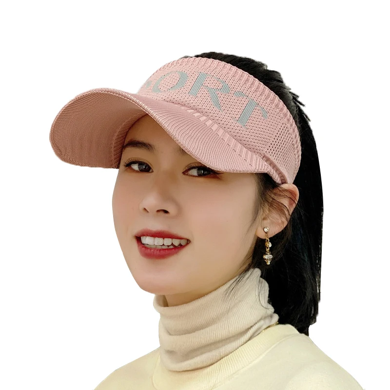 

Summer Unisex Sport Letter Sun Hats Men Fashion Adjustable Breathable UV Protection Knitted Beach Visor Hat Tennis Golf Caps