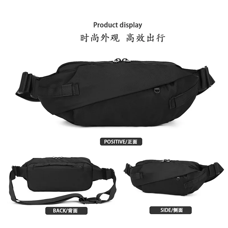 Men's Waterproof  Crossbody Bag Outdoor Sports Nylon Waist Bag Chest Bag