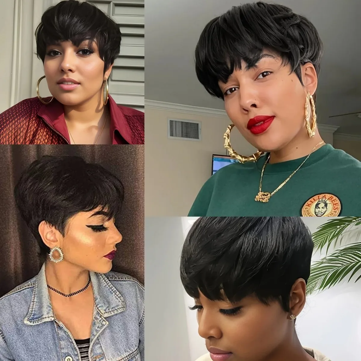 Парик с вырезами фея прямые человеческие волосы короткий парик Короткие