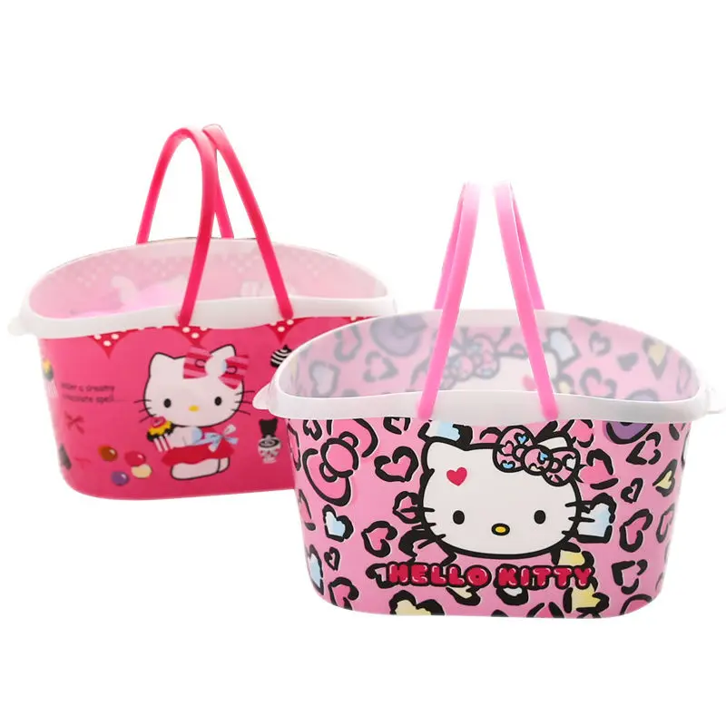 

Kawaii Sanriod Anime Surrounding Kitty Cartoon Cute Home Bath Basket Portable Bathroom Cute Bath Basket Storage Basket