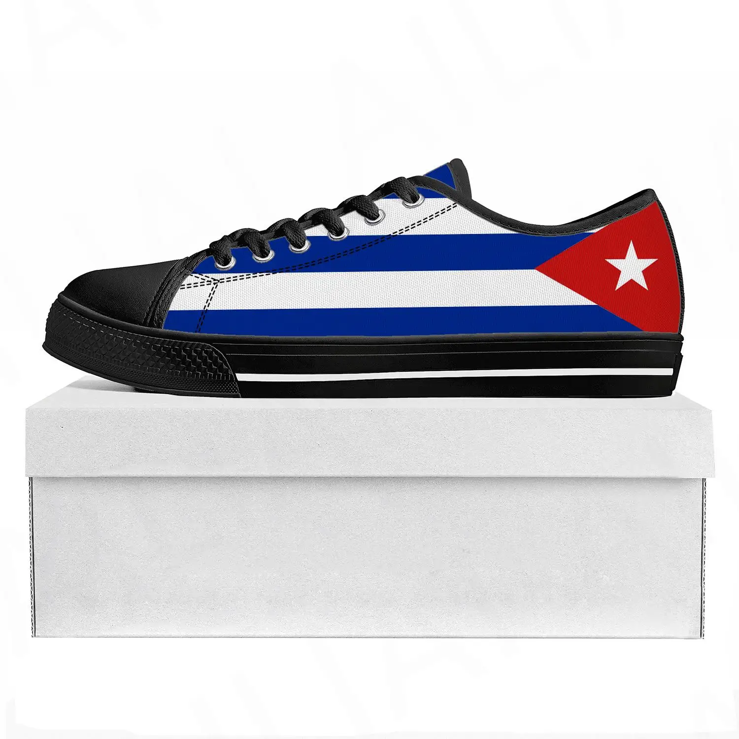 

Кроссовки мужские/женские парусиновые, низкие кеды с кубинским флагом, повседневная обувь для пар, на заказ