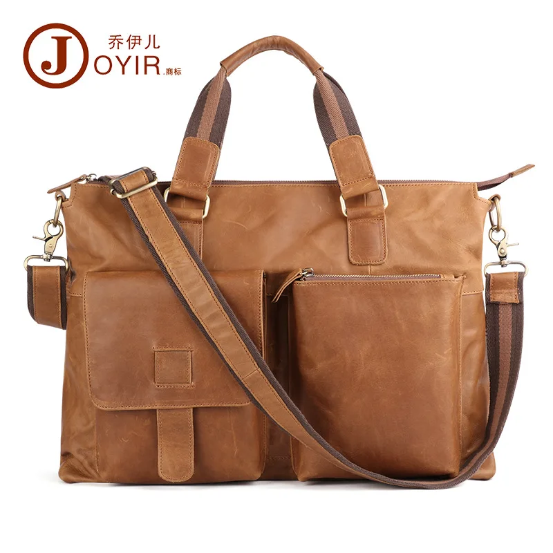 

Men's Briefcases Genuine Leather Office 17" Laptop Shoulder Bag Messenger Bag for Men Tote Male Handbags Portafolio