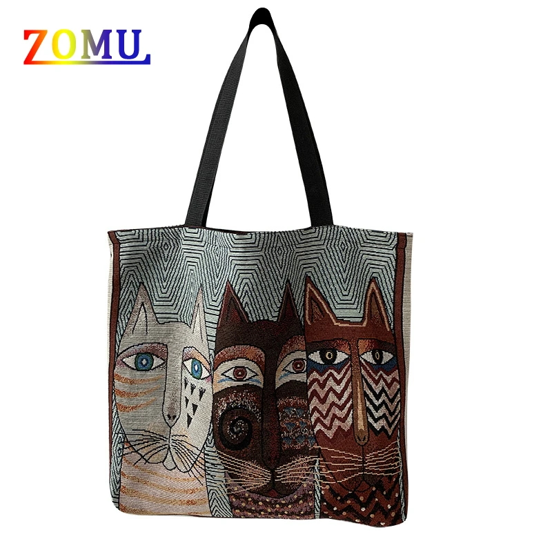 

Модная дизайнерская женская сумка ZOMU, милая Холщовая Сумка через плечо с аниме принтом, вместительная сумка-тоут, сумка y2k для женщин