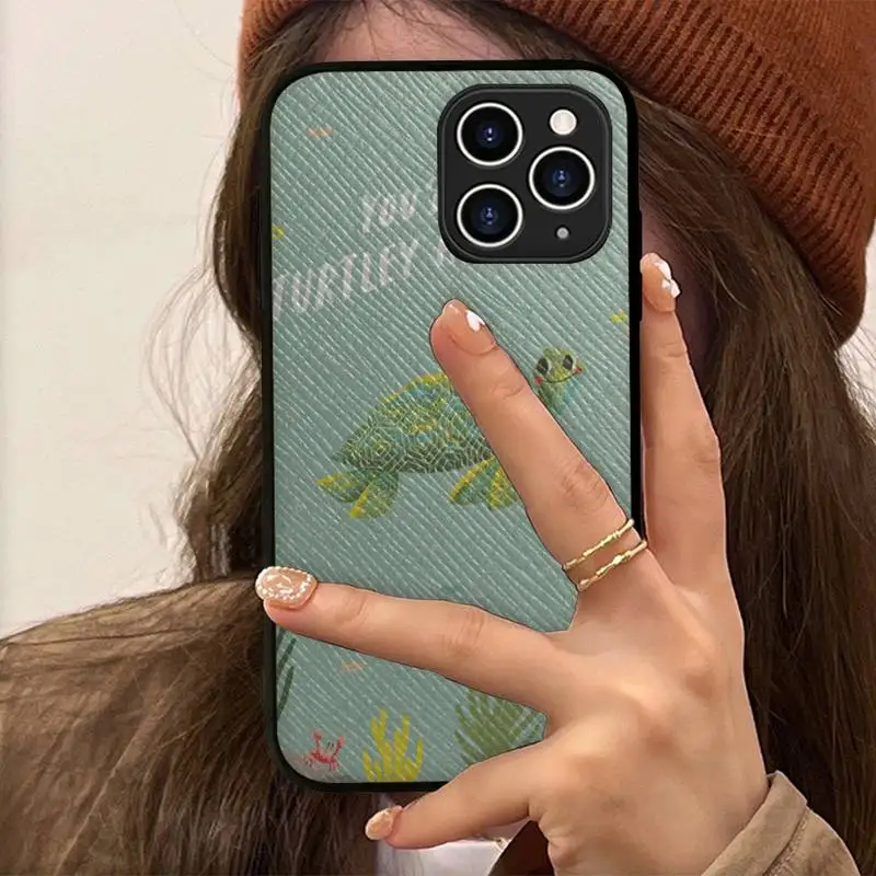 Чехол для телефона с рисунком морской черепахи жесткий кожаный чехол iPhone 11 12 13 Mini