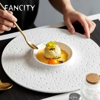 fancity white creative western food plate nordic high end french cuisine italian cuisine tableware pasta plate dessert plate des