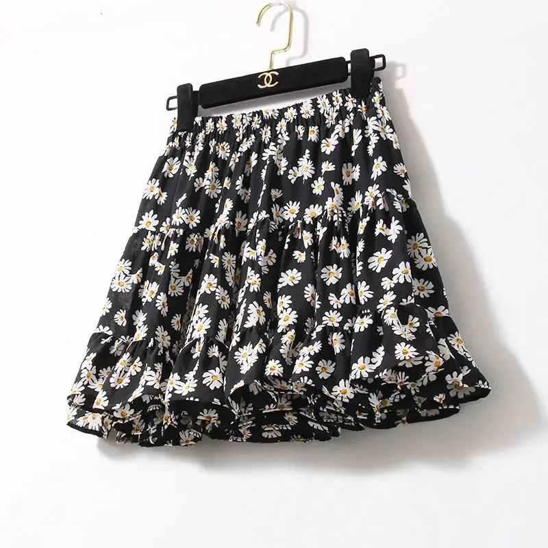 Женская пляжная юбка с оборками разноцветная миди в стиле бохо лето 2024