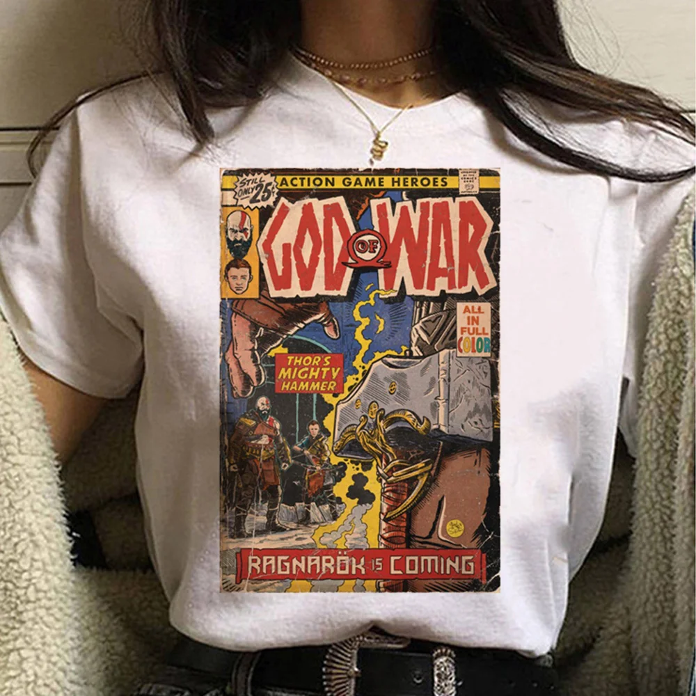 

God of War Ragnarok Comic top women anime t shirt girl Japanese clothing