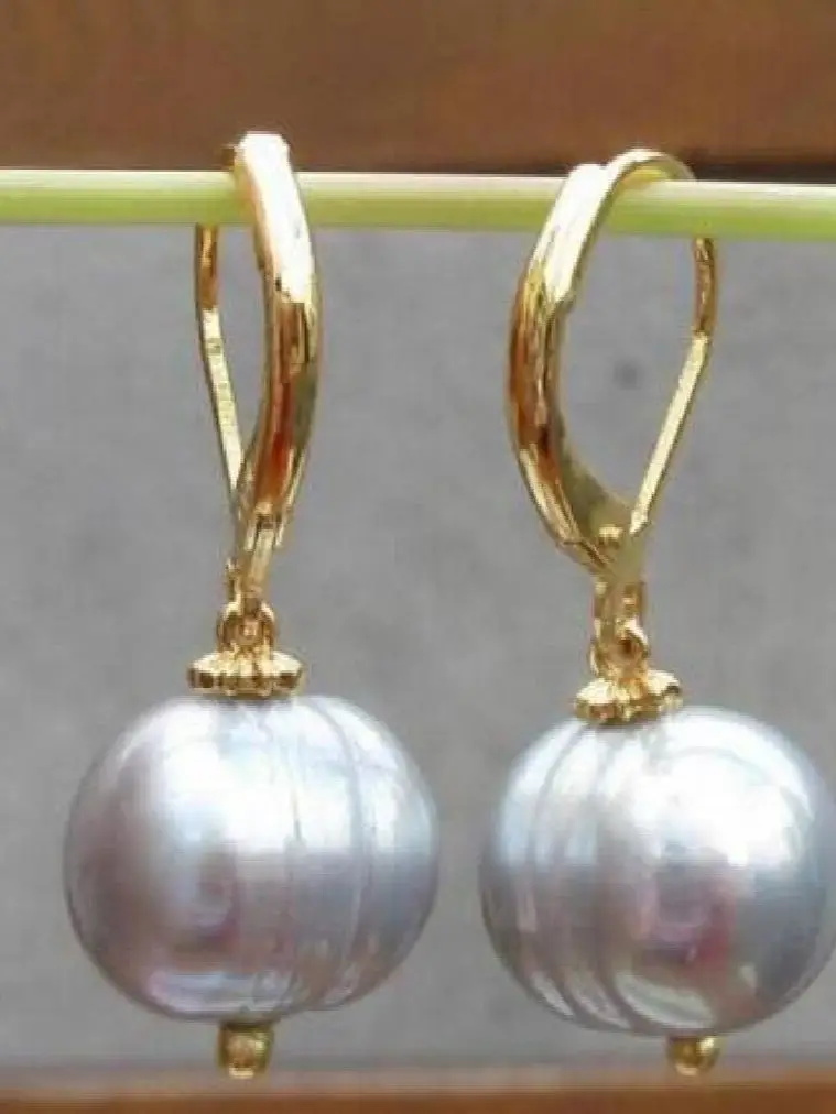 

huge AAA 10-11mm White Baroque Pearl Earrings 14K/20 YELLOW HOOK
