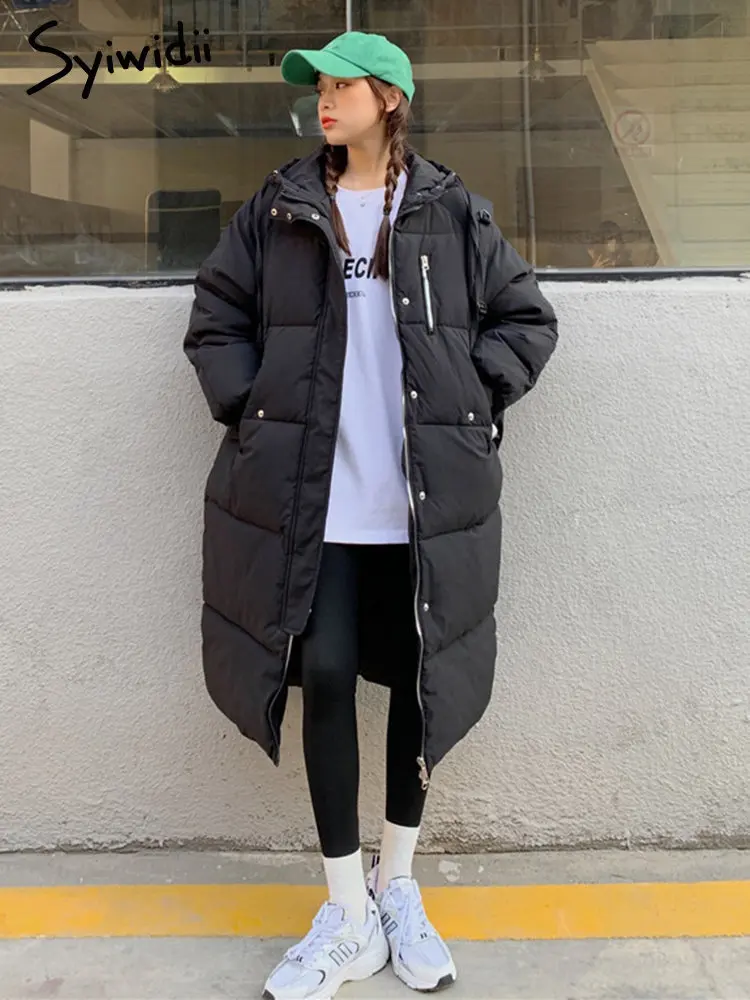 Syiwidii Long Parkas Winter Puffer Jacket Women 2022 Thicken Warm Bubble Coat Oversized Outerwear Korean Autumn Casual Jackets