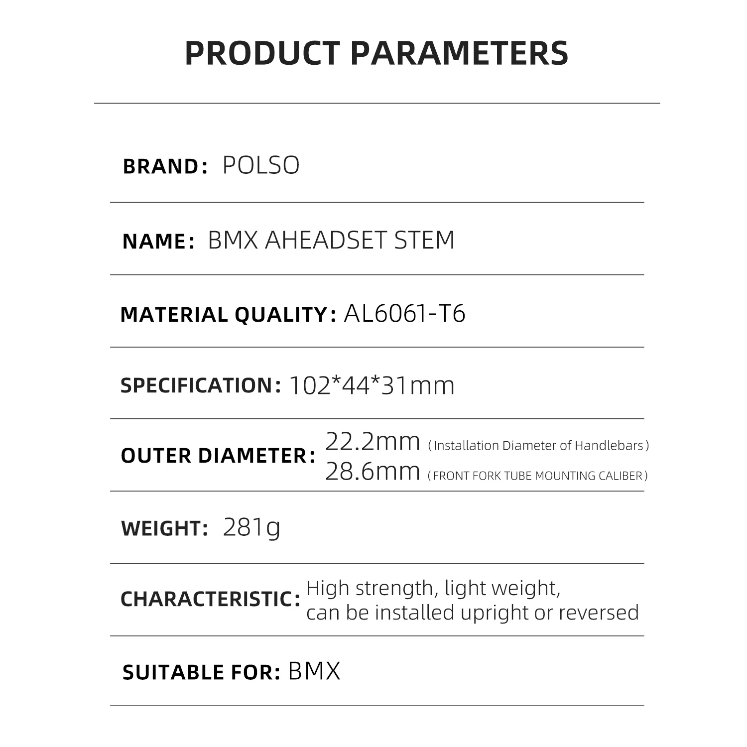 POLSO BS002 Вынос BMX с ЧПУ из алюминиевого сплава 22 2 мм 28 6 велосипеда