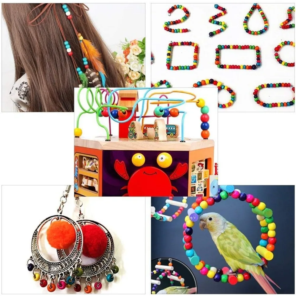 400 шт. 14 мм окрашенные деревянные бусины 10 цветов для рукоделия круглые шарики