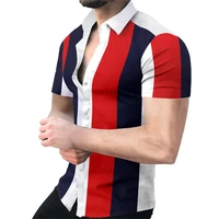 2022 popular mens summer european and american poker printed cardigan casual short sleeved shirt