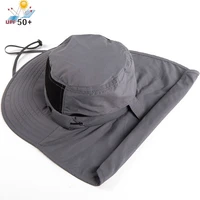 mens wide brim sun hat with neck flap fishing safari cap for outdoor hiking camping gardening lawn field work