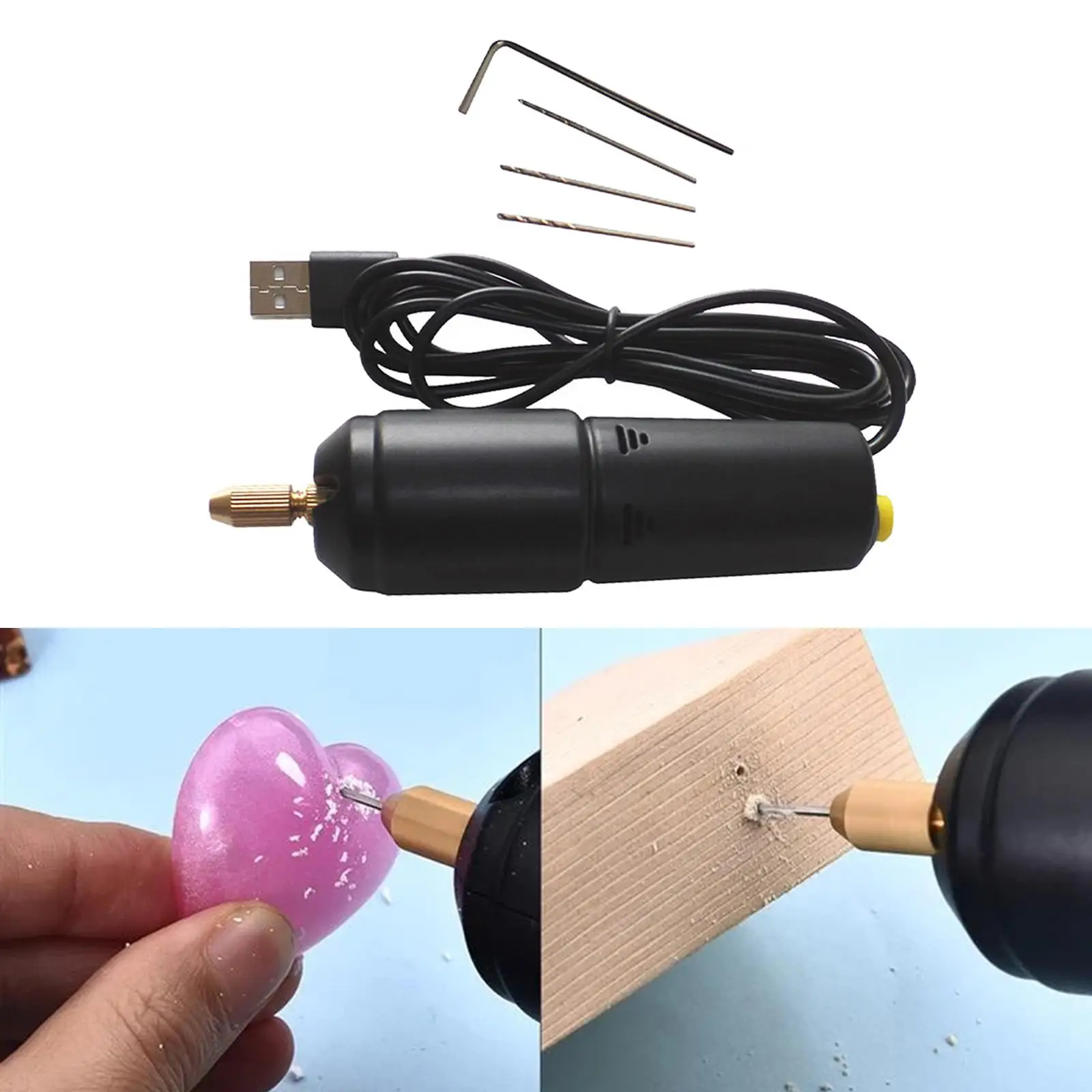 

Rotary Tool, Mini Drill with 4 accessories, USB Charging Cable, Perfect for Small Light Jobs