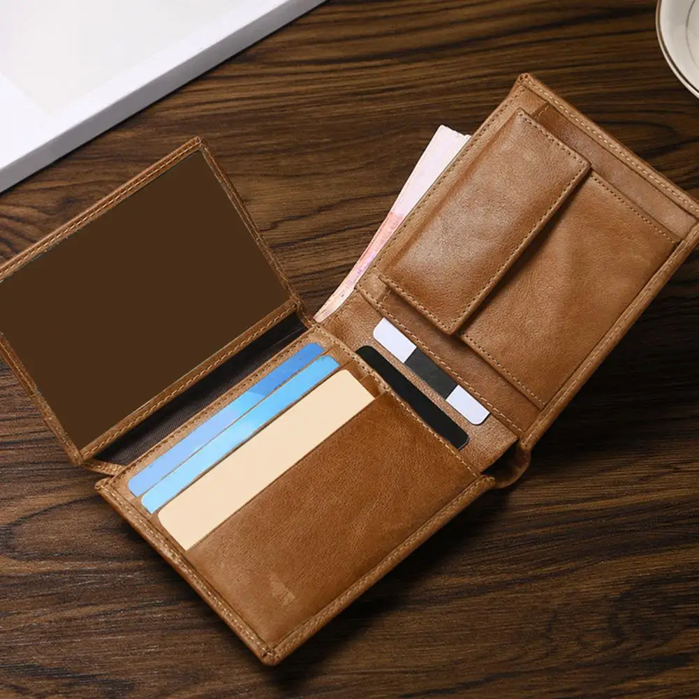 

Wallet RFID Blocking Anti-theft Bi-fold Multiple Slots Vintage Credit Card Holder Faux Leather Men Business Front Pocket Wallet