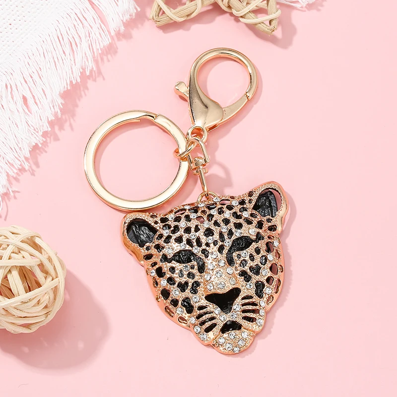 Прямая поставка большой брелок для ключей с леопардовым принтом металлический