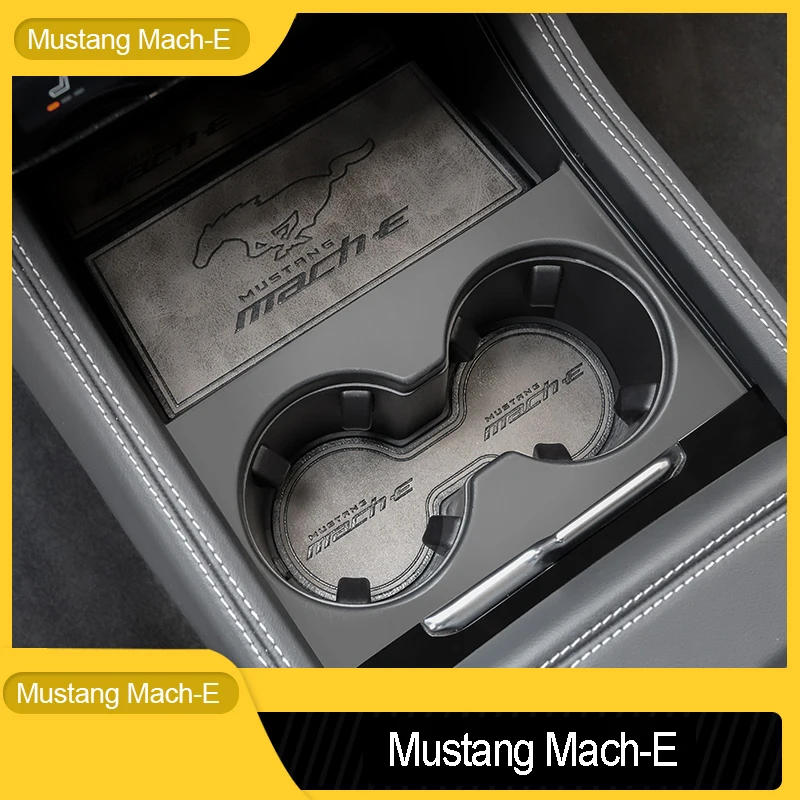 

Автомобильные аксессуары Ford Mustang Mach-E, подставка для стакана из кожи для защиты от пыли, подкладка для центральной консоли, нескользящий ковр...