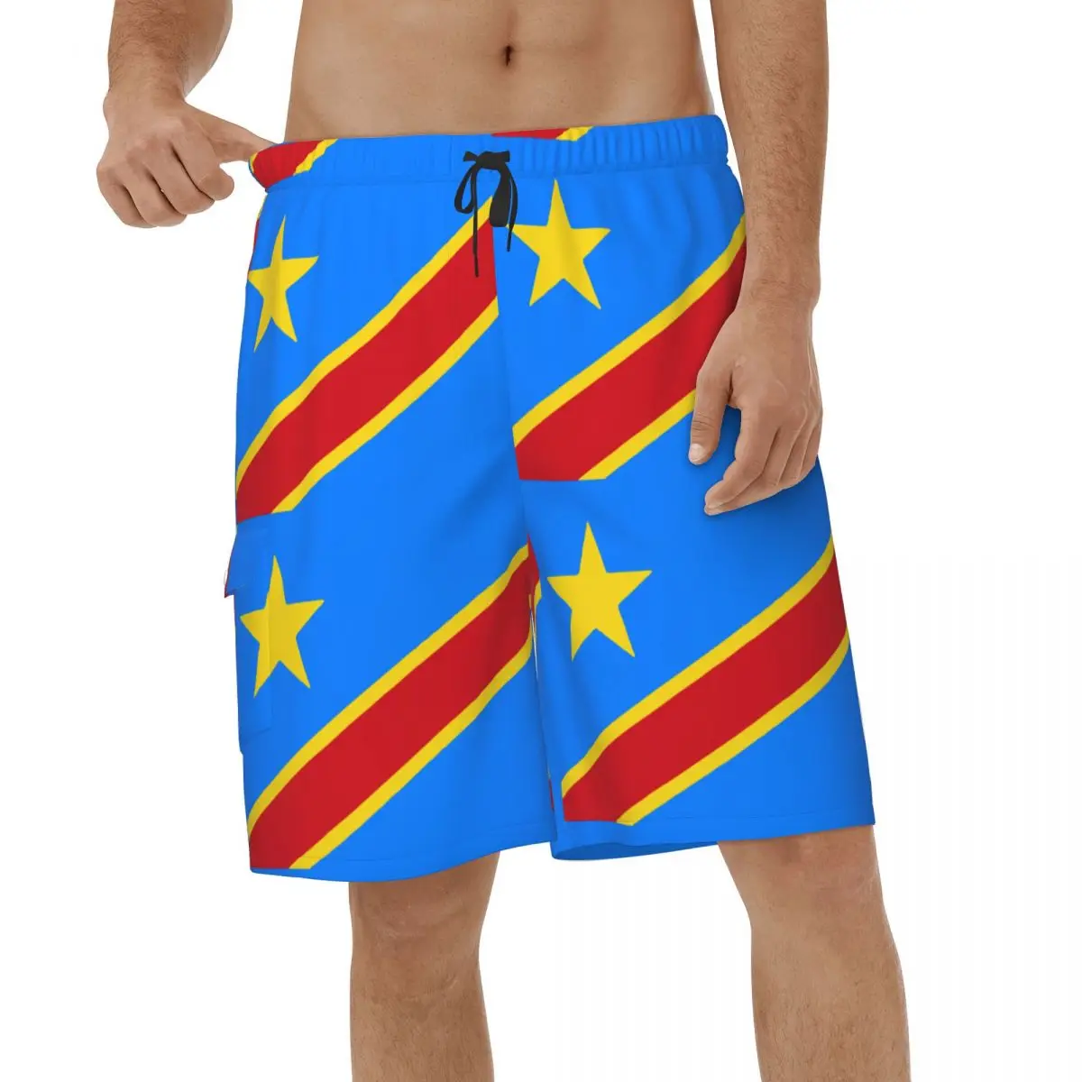 

Шорты мужские пляжные с принтом и флагом Конго, Киншаса, Заир, летние