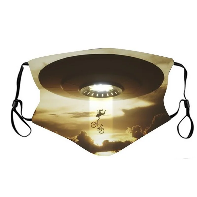 

5/2/1Pcs Outer Space Fantasy Reuse Masque Protection Printing Funny Mouth Mask Halloween Cosplay Mask