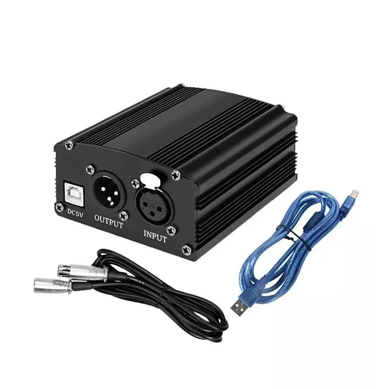 

1-канальный источник фантомного питания 48 В с XLR 3-контактным микрофонным кабелем для конденсаторного микрофона, источник питания микрофона