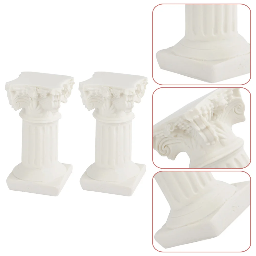 

Миниатюрный домашний декор, римская подставка, цветочный горшок, свадебный стол, центральный столик, греческая скульптура, статуэтка греческой колонны из смолы, 2 шт.