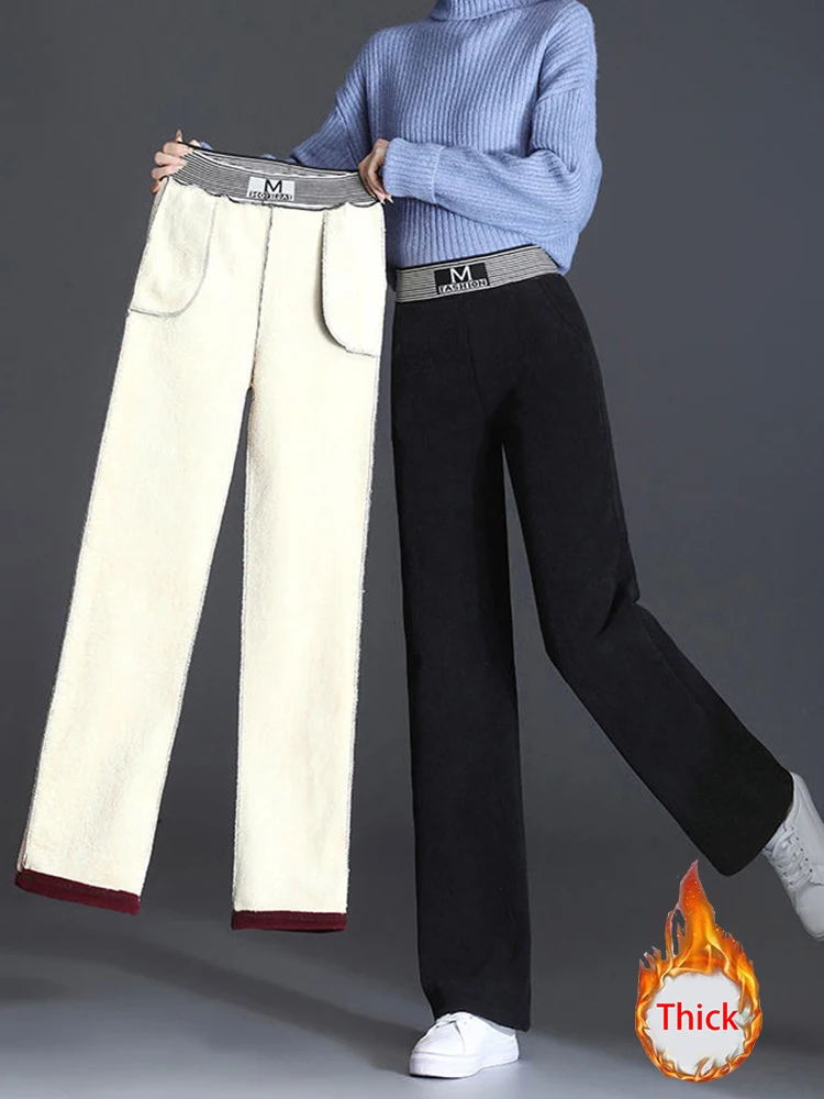 Zoki зимние винтажные женские плотные вельветовые брюки Свободные корейские буквы