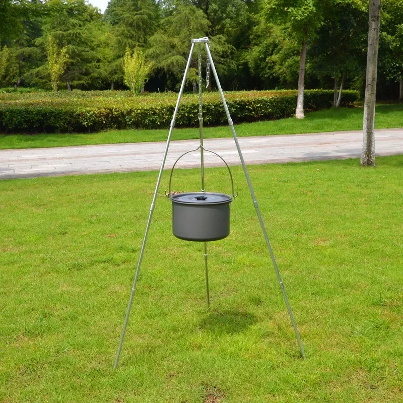 

Fire Camping Supplies Picnic Hanging Outdoor Pot Aluminum Tripod Bonfire Camping Alloy Support Tripod