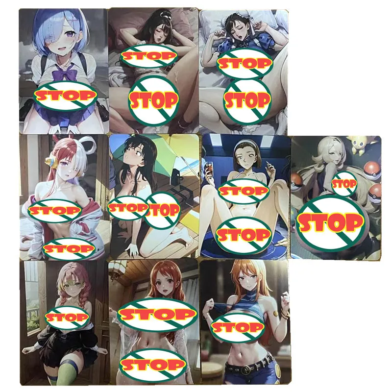 

Anime One Piece Nami Rem Demon Slayer Blade Nezuko Detective Fire Dance Pokemon DIY Nude Sexy Card Game Toy Gift Collection Card