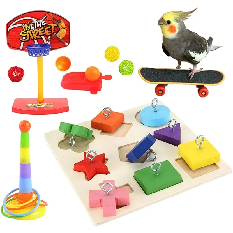 

Bird Training Toy Supplies, Basketball Stand, Lovebird Shopping Cart, Shoes, Canary Skateboard, Parrot Accessories