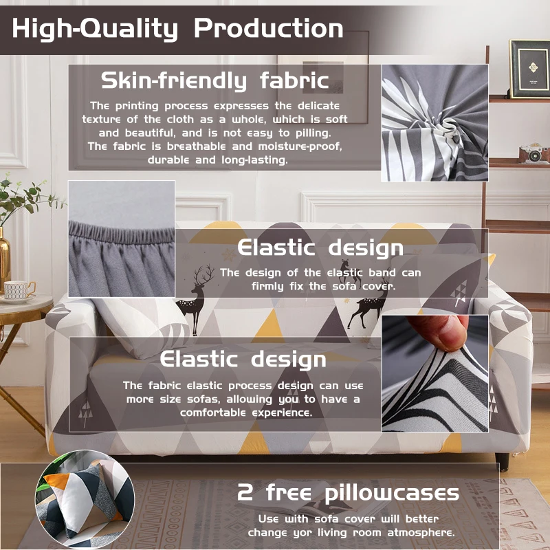 Чехол для дивана в гостиную эластичный чехол углового с принтом L-образный на