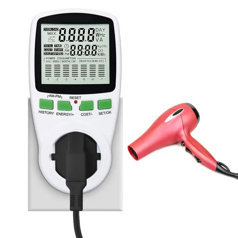 

Power Usage Monitor Power Consumption Meter Appliance Power Usage Meter Socket For Monitoring Power Energy Volts Amps