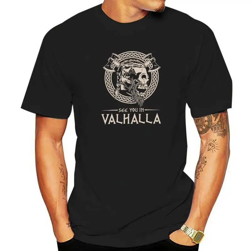 

Vintage See You In Valhalla Thor Vikings Ragnar Rising Walhalla Wodan Valknut Odin T-shirt Harajuku Streetwear Tshirt Brands Tee