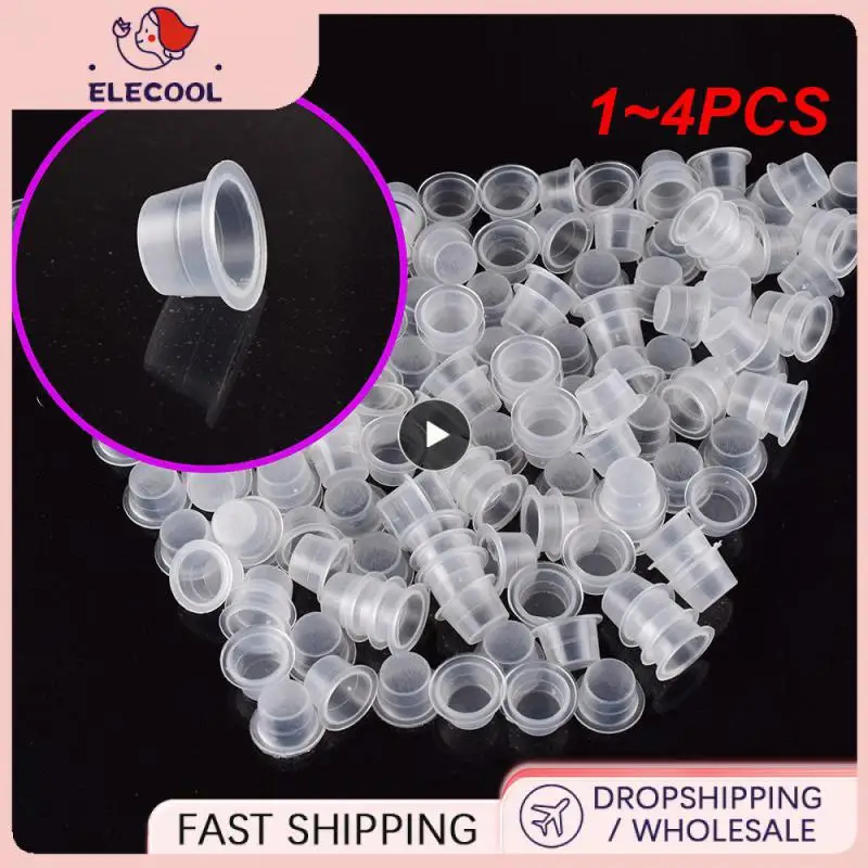 

Одноразовые пластиковые одноразовые чашки для тату-чернил, 1-4 шт./М/Л, прозрачный контейнер для перманентного пигмента для макияжа, аксессуары для татуировок